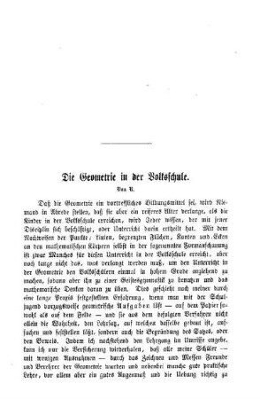 Die Geometrie in der Volksschule