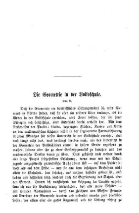 Die Geometrie in der Volksschule