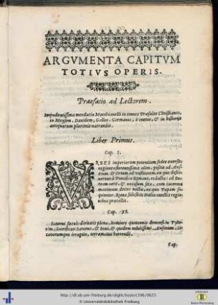 Argumenta Capitum Totius Operis.