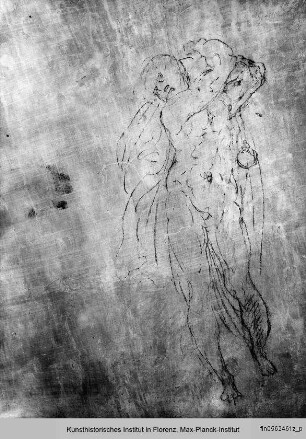 Wandzeichnungen an der Südwand: Figurenstudien : Stehende männliche Figur (Studie für den David-Apollo?)