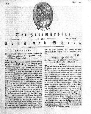 Nro. 77, Donnerstag, den 18. April 1805