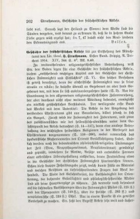 262-263 [Rezension] Strathmann, Hermann, Die Askese in der Umgebung des werdenden Christentums
