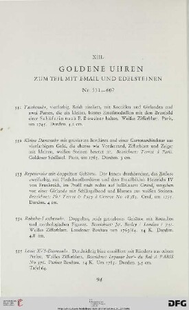 XIII. Goldene Uhren (Nr. 551-607)