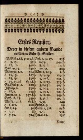 Erstes Register, Derer in diesem andern Bande erklärten Schrift-Stellen
