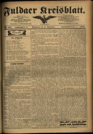 Zweite Ausgabe vom Samstag, den 15. September 1906.