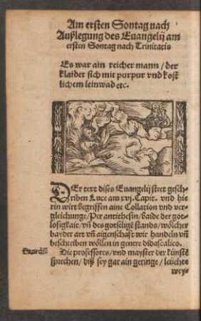 Außlegung des Evangelii am ersten Sontag nach Trinitatis.