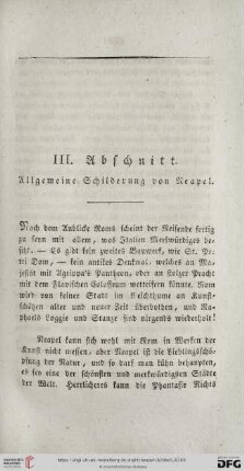 III. Abschnitt: Allgemeine Schilderung von Neapel