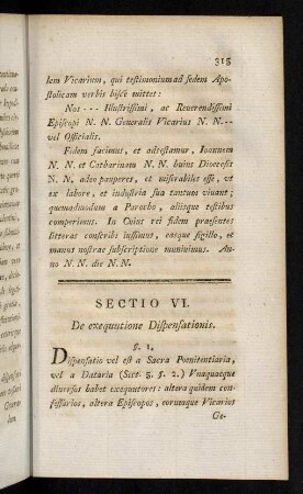 315-325, Sectio VI. - Sectio VII.