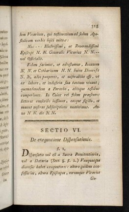 315-325, Sectio VI. - Sectio VII.