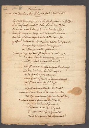 Prologue pour la Comedie de L’Ecole des Vieillards