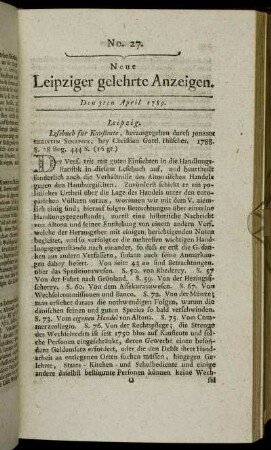 No. 27. Den 3ten April 1789.