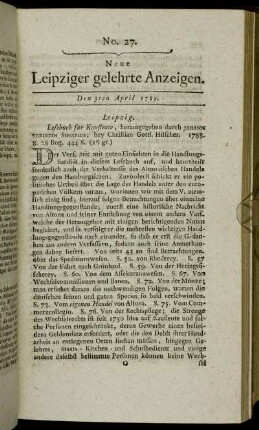 No. 27. Den 3ten April 1789.