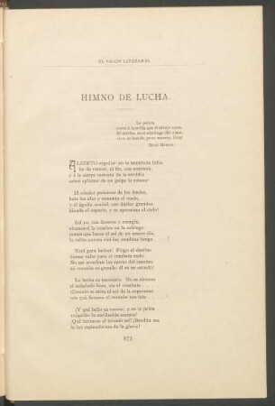 Himno de lucha. : [Poesía]
