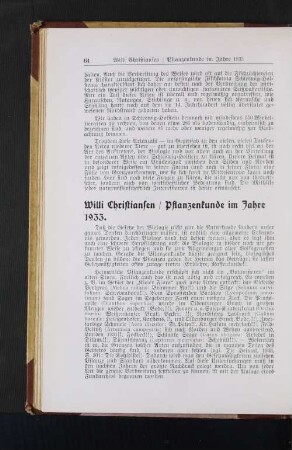 Pflanzenkunde im Jahre 1933.