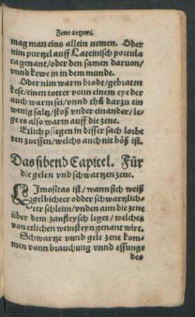 Das sibend Capitel. Für die gelen und schwartzen zene.