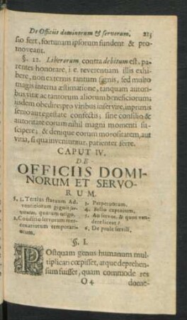 Caput IV. De Officiis Dominorum Et Servorum