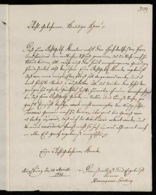 Brief von Hieronymus Sperling an Johann Friedrich von Uffenbach. Augsburg, 24. 4.1732