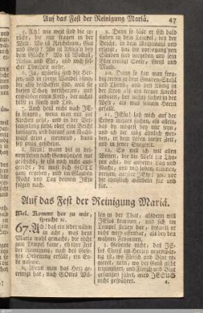 Auf das Fest der Reinigung Mariä.