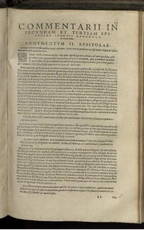 Commentarii In Secundam Et Tertiam Epistolam Ioannis Apostoli, & unam Iudae. Argumentum II. Epistolae