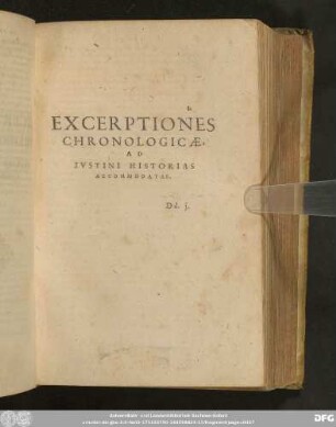 Excerptiones Chronologicae. Ad Iustini Historias Accomodatae.