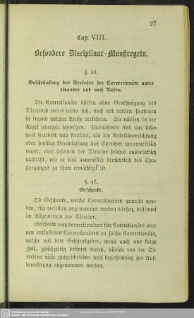 Cap. VIII. Besondere Disciplinar-Maaßregeln