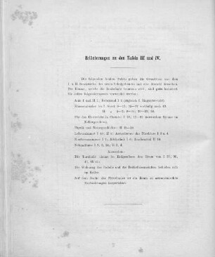 Erläuterungen zu den Tafeln III und IV.
