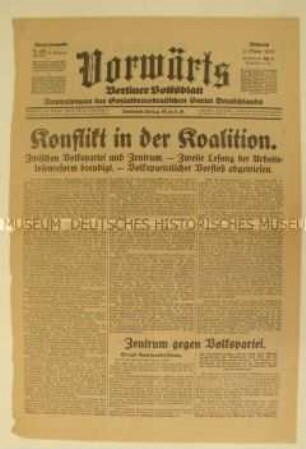 Zentralorgan der SPD "Vorwärts" zum Tod von Gustav Stresemann