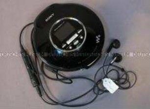 Tragbarer MP3-CD-Player von Sony, mit Kopfhörern und Fernbedienung