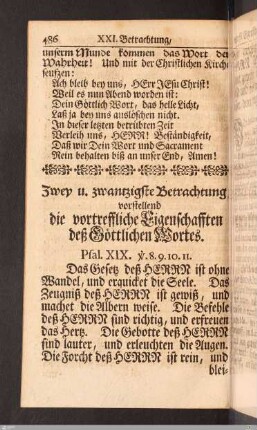 22. Betrachtung: Von den vortrefflichen Eigenschafften deß göttlichen Worts