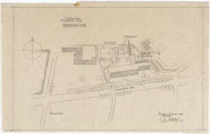 Gsaenger, Gustav; Kassel (Hessen); Kreuzkirche, Wiederaufbau - Variante Wiederaufbau, Anordnung der Stellplätze für PKW (Lageplan)