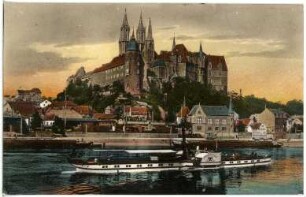 Meißen. Albrechtsburg u. Dom - Elbe m. Dampfer Kronprinz