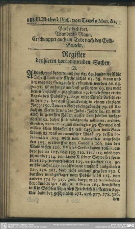 Register der hierin vorkommenden Sachen