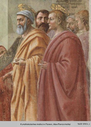 Freskenzyklus : Der heilige Petrus verteilt Almosen; Tod des Ananias
