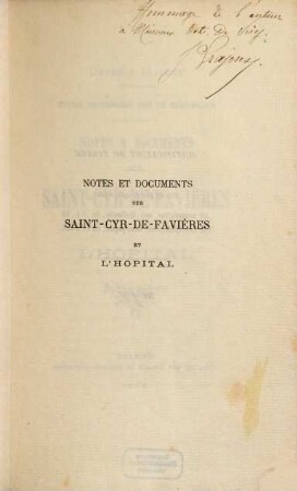 Notes & documents sur Saint-Cyr-de-Favières et l'Hôpital