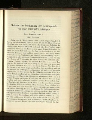 Methode zur Bestimmung der Gefrierpunkte von sehr verdünnten Lösungen.