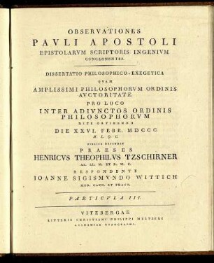 Particula III.