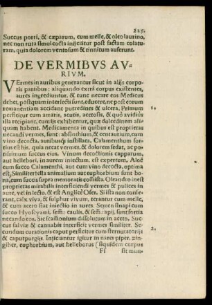 De Vermibus Aurium.