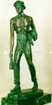 Skulptur "Bergmann mit Pike und Lampe"