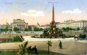 Leipzig: neues Theater; Mendebrunnen