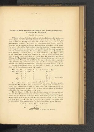 Astronomische Ortsbestimmungen von Premierlieutnant v. Besser in Kamerun.
