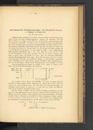 Astronomische Ortsbestimmungen von Premierlieutnant v. Besser in Kamerun.