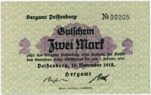 Geldschein / Notgeld, 2 Mark, 15.11.1918
