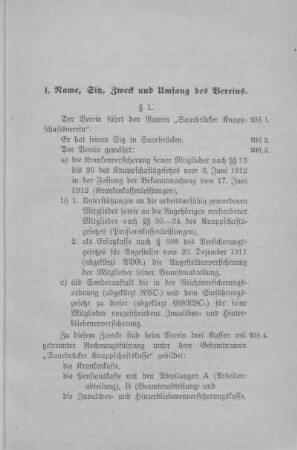 I. Name, Sitz, Zweck und Umfang des Vereins.