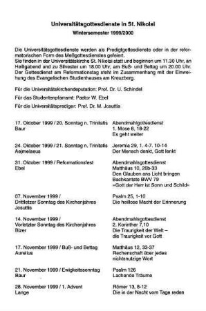 Universitätsgottesdienste in St. Nikolai