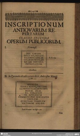 Classis Secunda. Operum Publicorum
