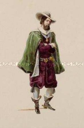 Mann violetten Anzug mit grünem Umhang - Tafel aus Franceschini/Kostümbilder (Kassette 2)