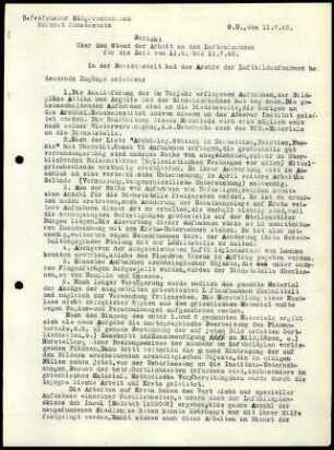 Bericht über den Stand der Arbeiten an den Luftbildaufnahmen für die Zeit vom 11.05.-11.07.1942