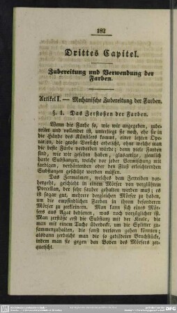 Drittes Capitel. Zubereitung und Verwendung der Farben