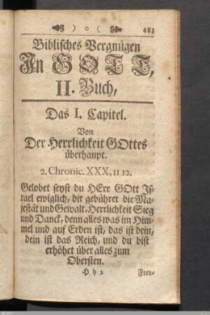 Das I. Capitel. Von Der Herrlichkeit Gottes überhaupt.