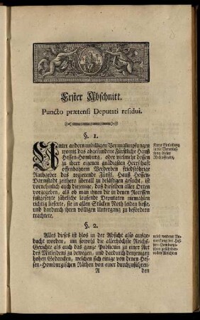 Erster Abschnitt. Puncto prætensi Deputati residui.
